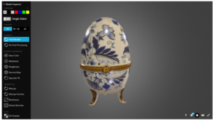 3D render of a porcelain egg-shaped trinket box